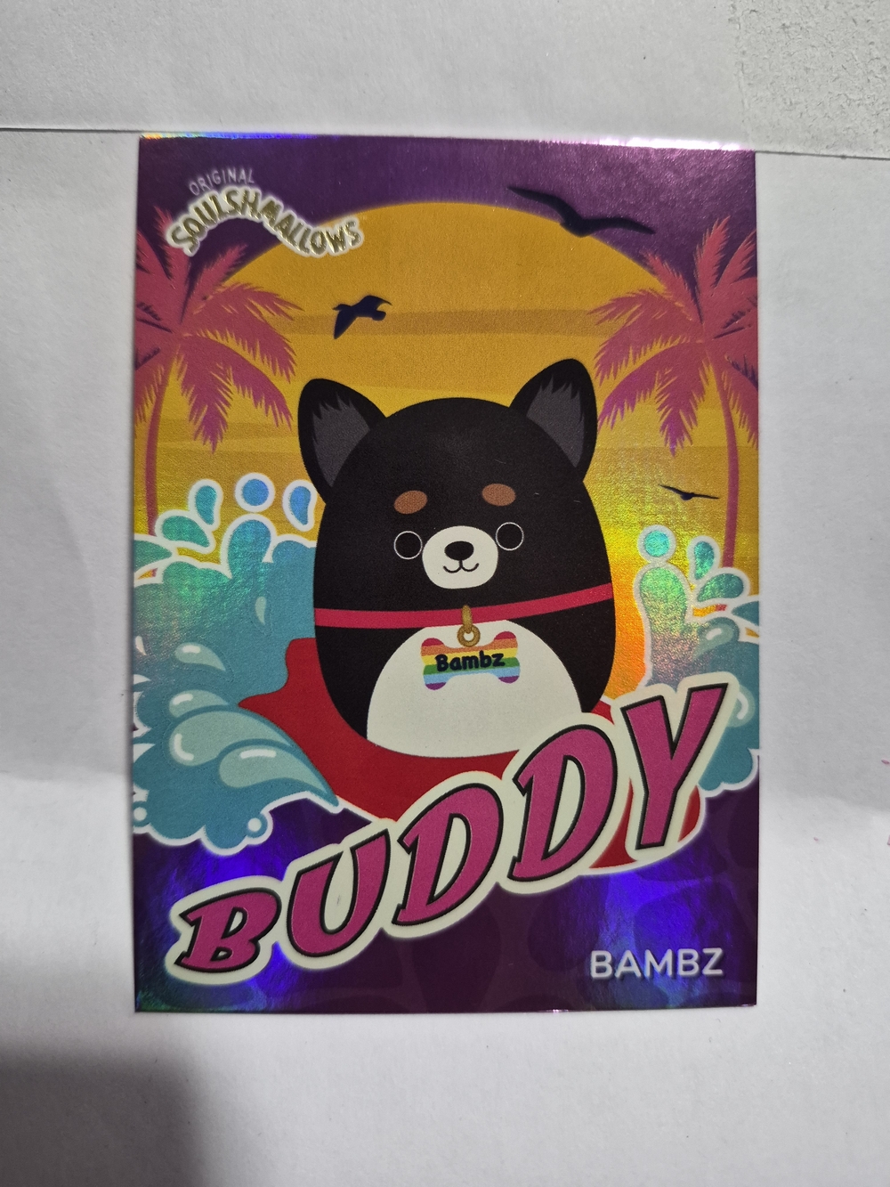 Panini Buddy Holographic Sticker - Black, Pink, Yellow